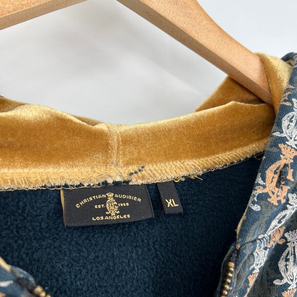 Y2k Vintage Christian Audigier Los Angeles Crown Monogram Zip-Up Hoodie Size XL - Picture 5 of 7